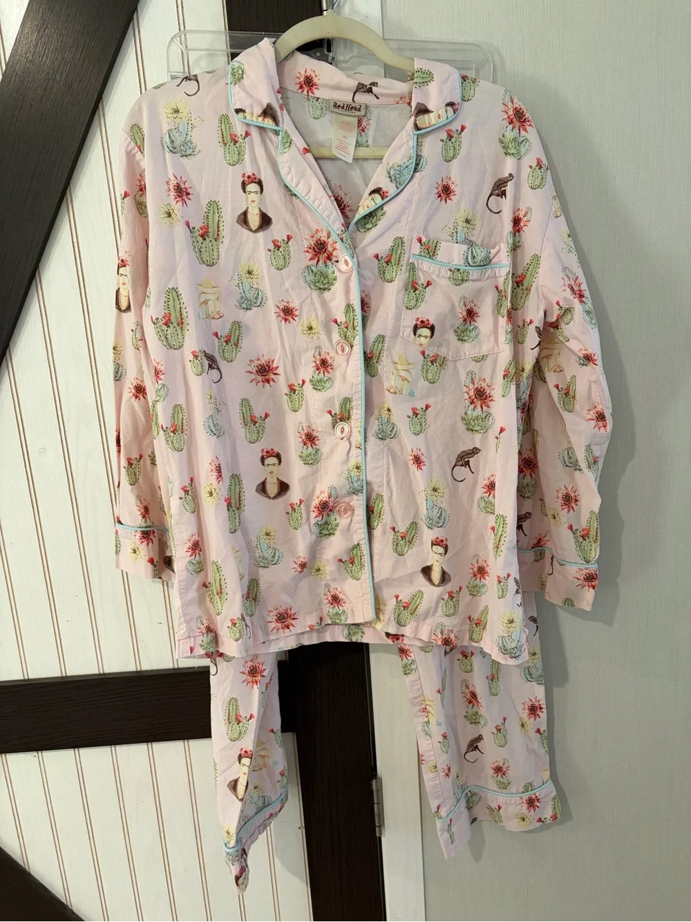 Bed Head Pajama Set Womens XS Long Sleeve Monkey Succulent Cotton